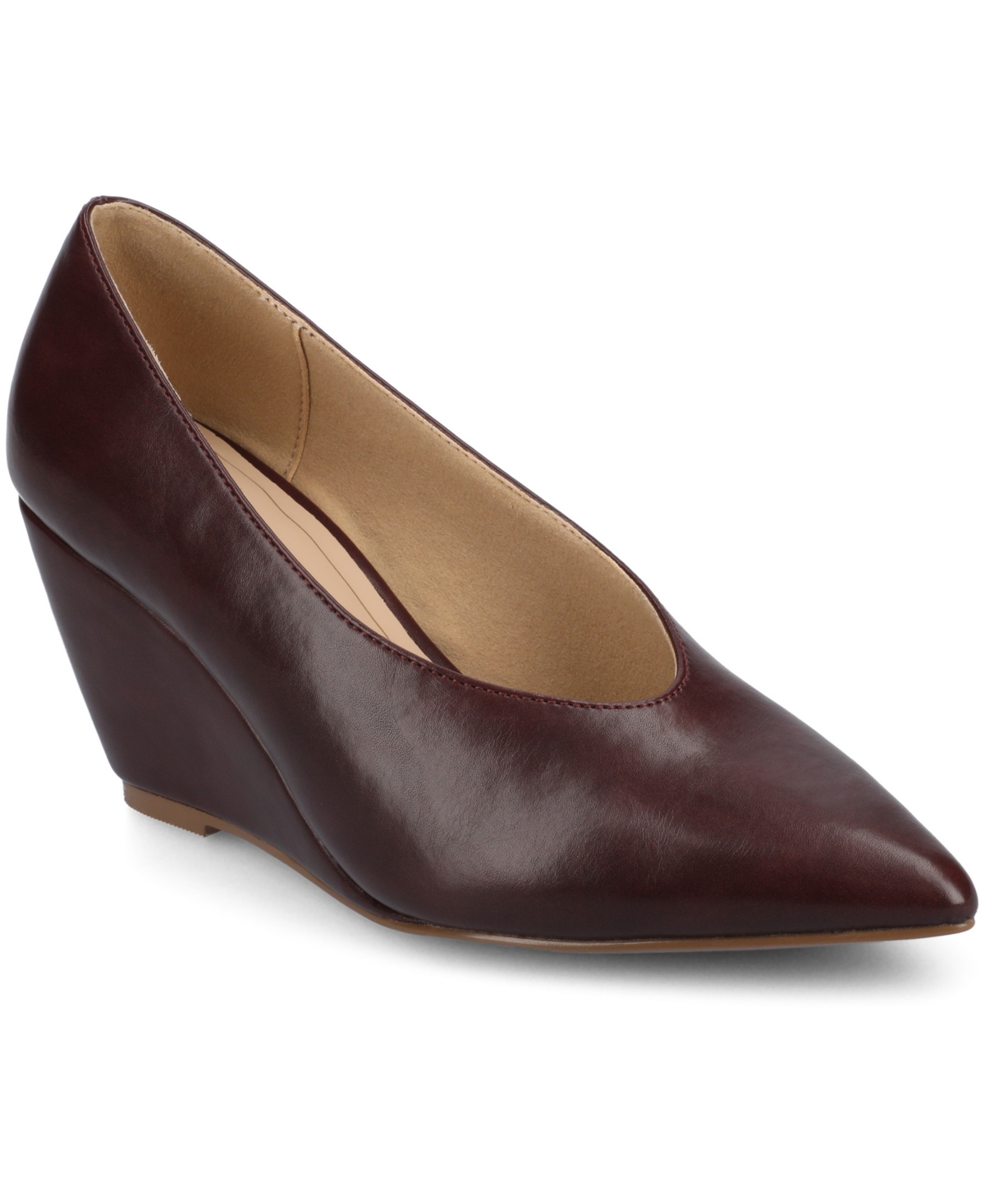Journee Collection Women's Danika Almond Toe Wedge Pumps In Burgundy