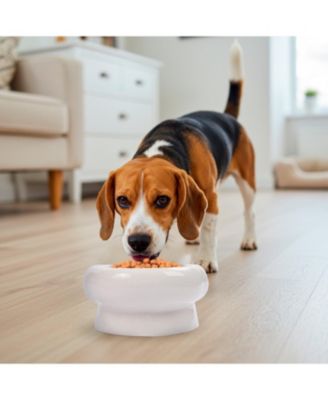 Abstract Bubble Shaped Stoneware Elevated Pet Bowl, Raised Ceramic Food & Water Dish for Dogs and Cats