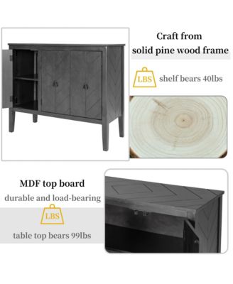 Sideboard with Adjustable Shelf, Handles & Legs