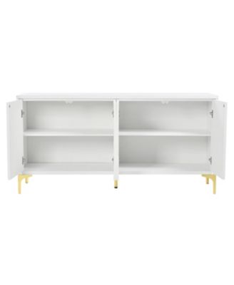 White 4-Door Storage Cabinet with Adjustable Shelves