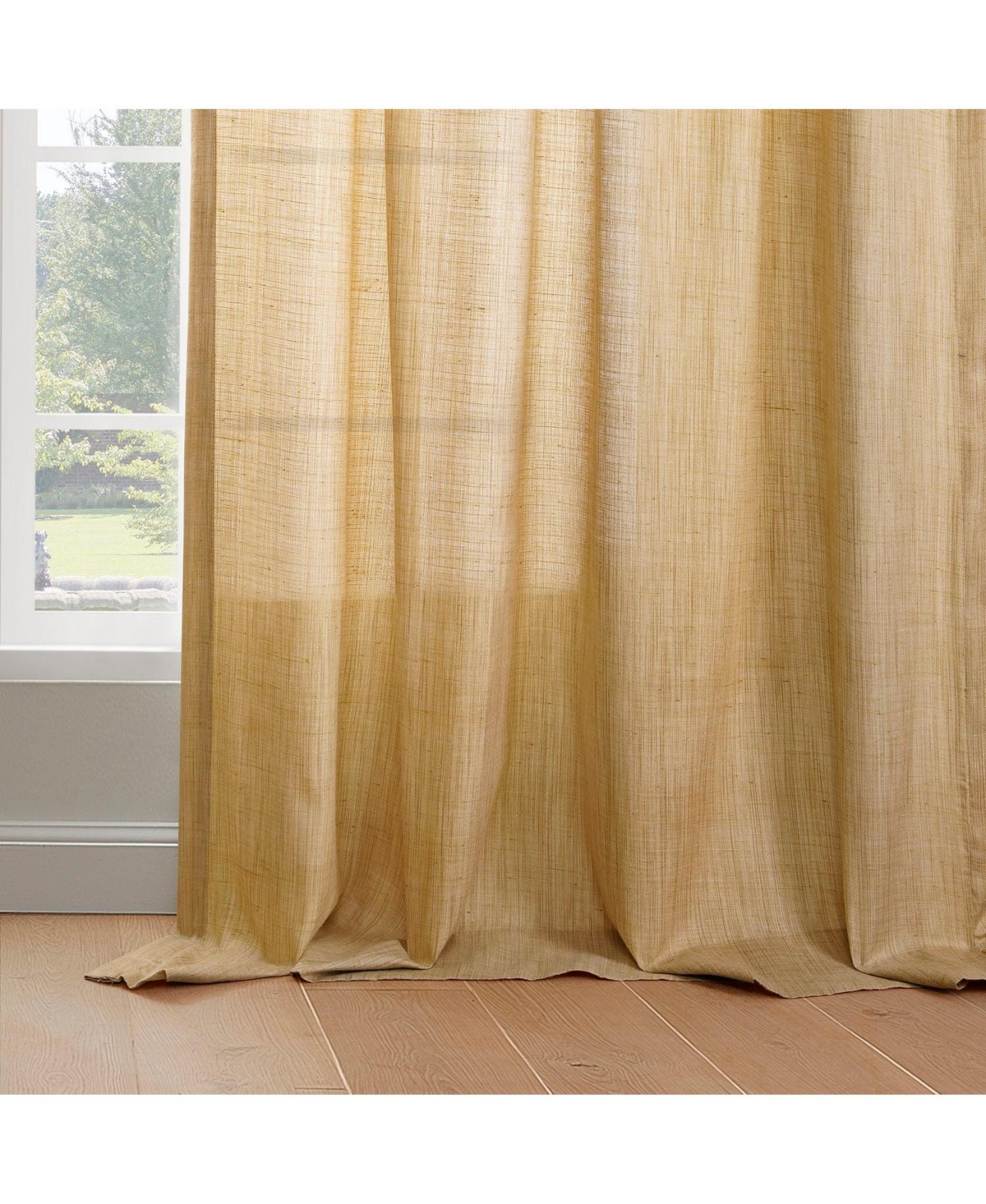 Half Price Drapes Tan Rustic Weave Sheer Linen Curtains (2 Panels) Rod Pocket Window Curtains And Drapes, 50 W X 96 L