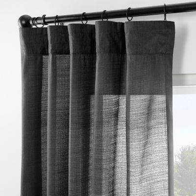 Rustic Weave Linen Curtains (2 Panels) Sheer Window Curtains Panel Set, Rod Pocket Curtains, 50 inches Wide Linen