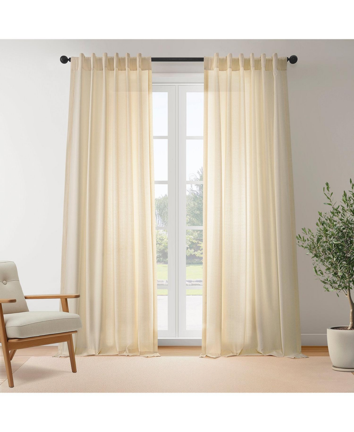 Half Price Drapes Blue Rustic Linen Weave Curtain