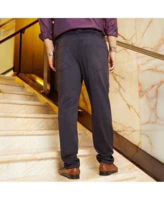 Men's Midnight Black Panel-Waffle Chino Trousers