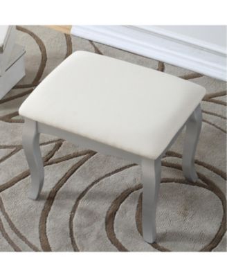 Ashley Wood Make-Up Vanity Table and Stool Set, Silver