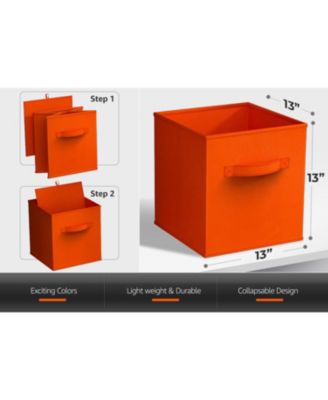 13 Inch Foldable Fabric Storage Cube Bin with Handles- for Organizing Home, Shelves, Nursery, Playroom, Closet and More
