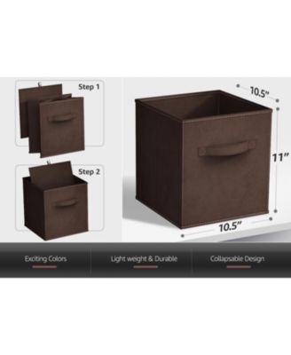 11 Inch Foldable Fabric Storage Cube Bin with Handles - for Organizing Pantry, Closet, Nursery, Playroom, and More