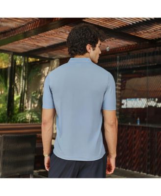 Men's Powder Blue Seamless Solid Polo T-Shirt