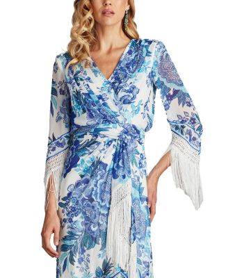 Women's Mair Floral Print Tassel Fringe Wrap Dress