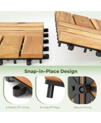 30 PCS Interlocking Flooring Tiles Floor Decking for Patio Acacia Wood Outdoor