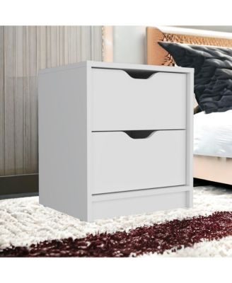 Contemporary Two-Drawer Faux Wood Nightstand with Smooth Glide Storage