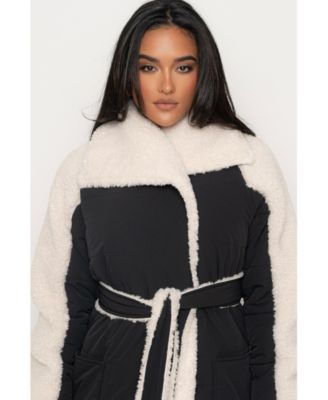 Women's Contrast Sherpa Coat