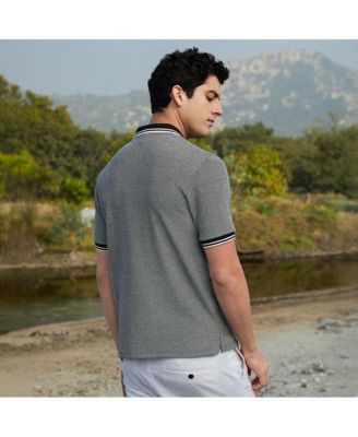 Men's Onyx Black Duo-Hue Knit Polo T-Shirt