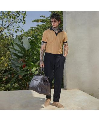 Men's Buff Beige & Obsidian Black Arc-Tactile Polo T-Shirt