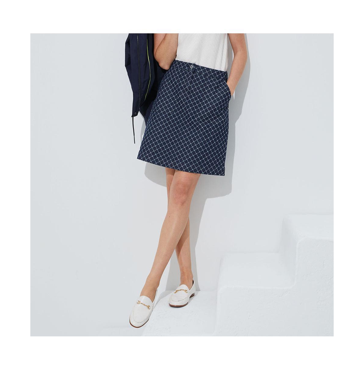 Women's Fishnet Jacquard Denim Skirt Marseille - Indigo blue/ivory white