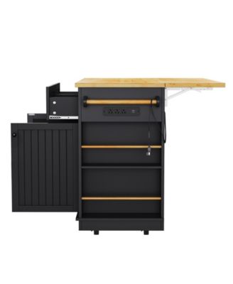 Rolling Kitchen Island Cart with Drop Leaf & Storage