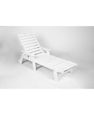 Outdoor Chaise Lounge Chair with Wheels & Cup Holder