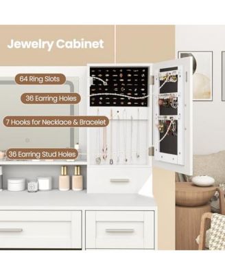 Makeup Vanity Desk with Mirror and Lights Dressing Table and Stool Set