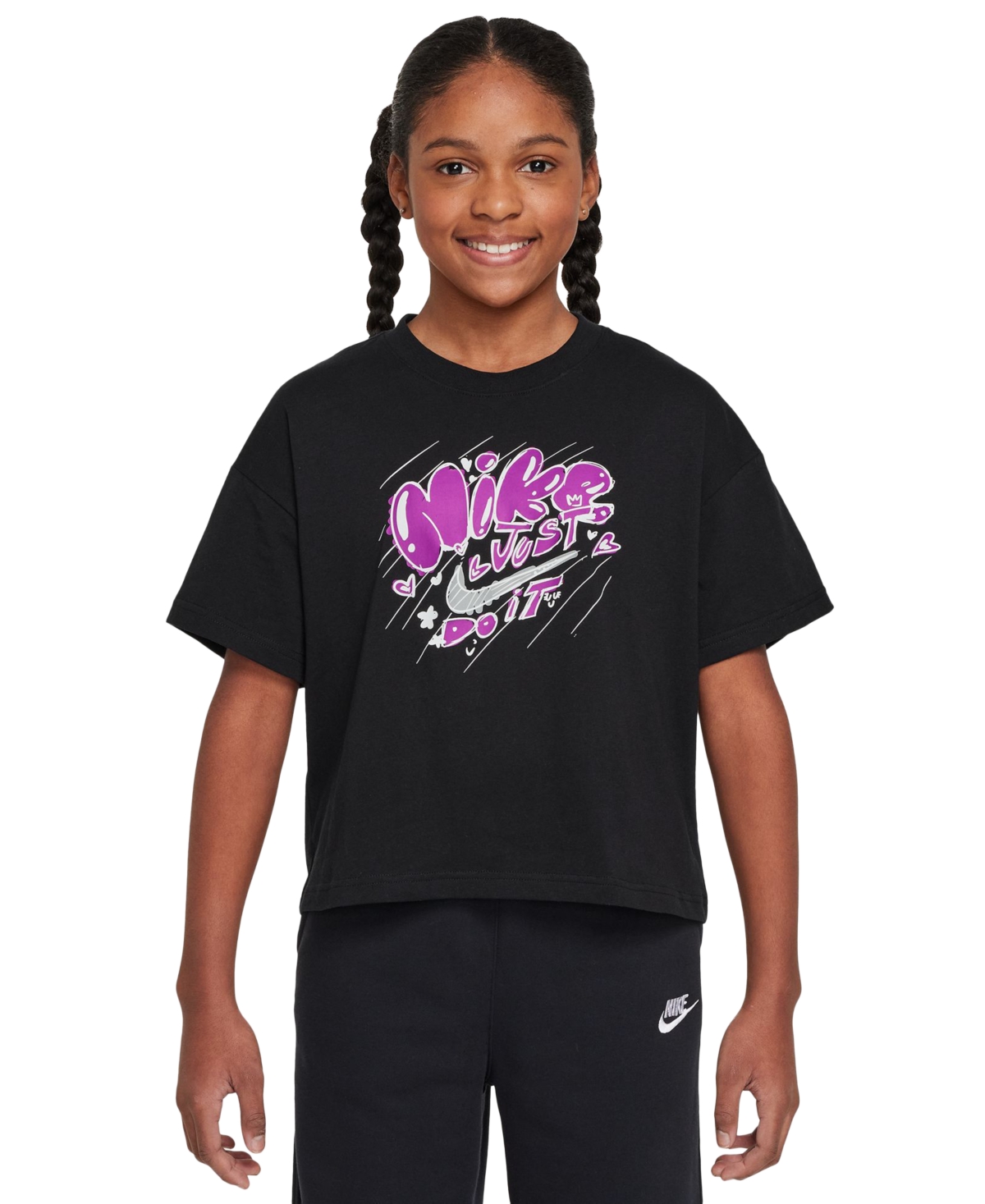 Nike Kids' Doodle Cotton Graphic T-shirt In Black
