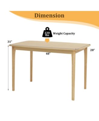 48 Inch Solid Wood Dining Table with Rubber Wood Supporting Legs for Kitchen Dining Room 