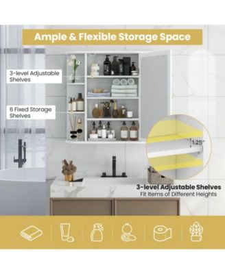 Wall-Mounted Bathroom Mirror Cabinet with Storage Shelves