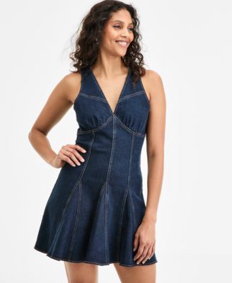 Women's Denim Godet Mini Dress, Exclusively at Macy's