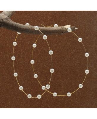 Gold-Plated Pearls Hoop Earring