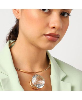 -Plated Chain Necklace With Stones