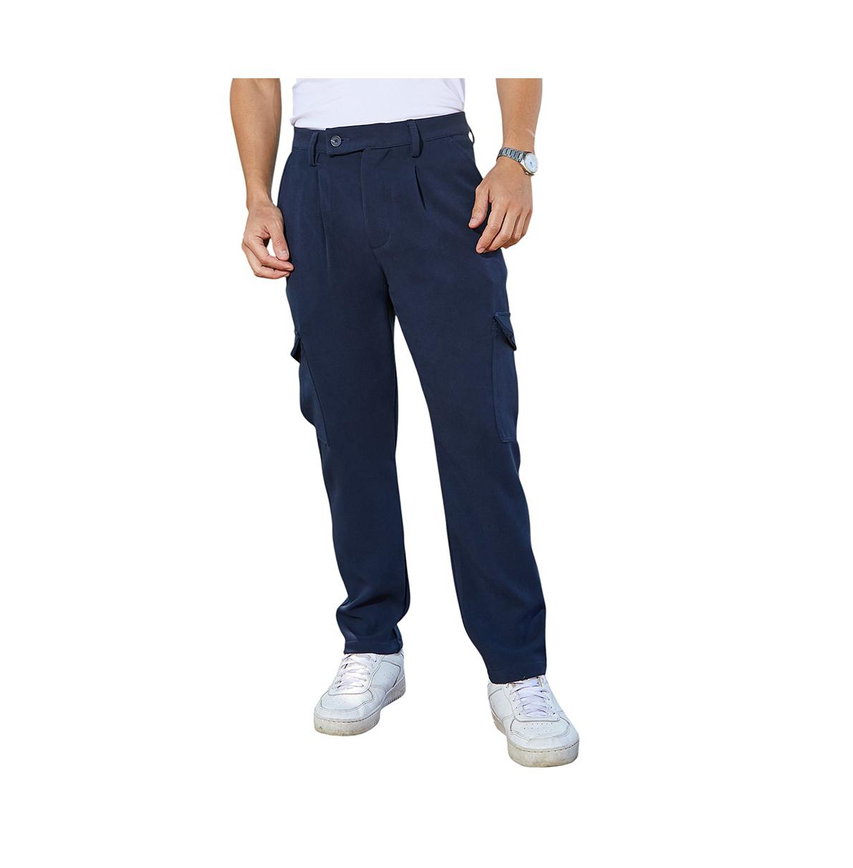 Men's Indigo Blue Utility Pleated Trousers - Blue