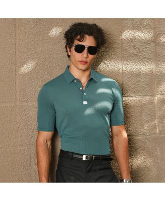 Men's Emerald Green Warp-Tactile Polo T-Shirt
