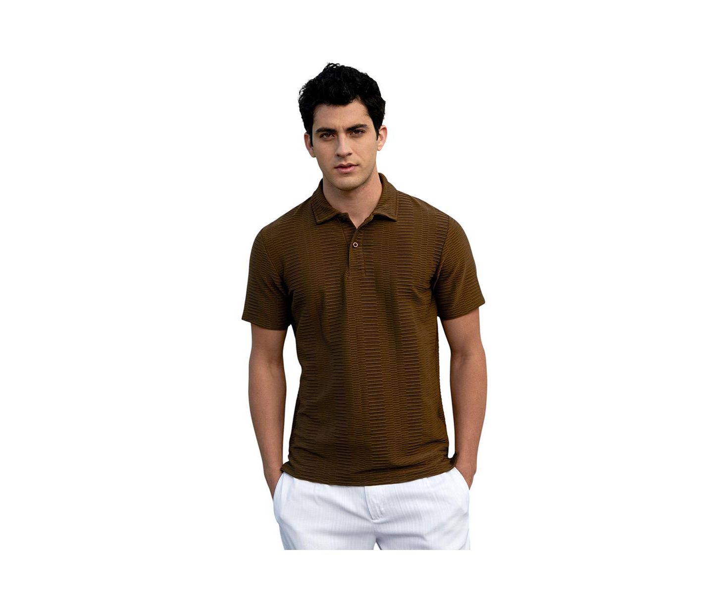 Мужская футболка Cahoot Campus Sutra Mocha Brown Flatten-Ruched Polo, цвет: Коричневый — фото 1