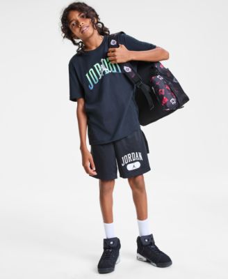 Jordan Kids' Big Boys Global Arch Logo Graphic T Shirt Mesh Logo Shorts Air School Backpack Pencil Case Set In Blue