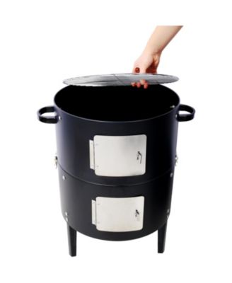 17" Steel Charcoal Smoker BBQ Grill - Black