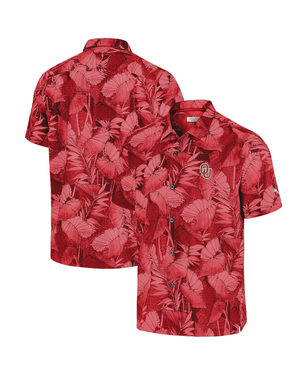 Tommy Bahama Men's Crimson Oklahoma Sooners Coast Nuevo Fronds Button-up Shirt In Red
