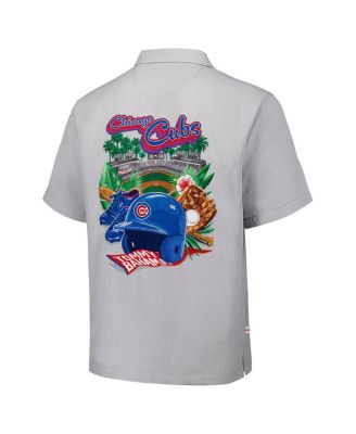 Men's Gray Chicago Cubs Hit and Run Silk Camp Button-Up Shirt