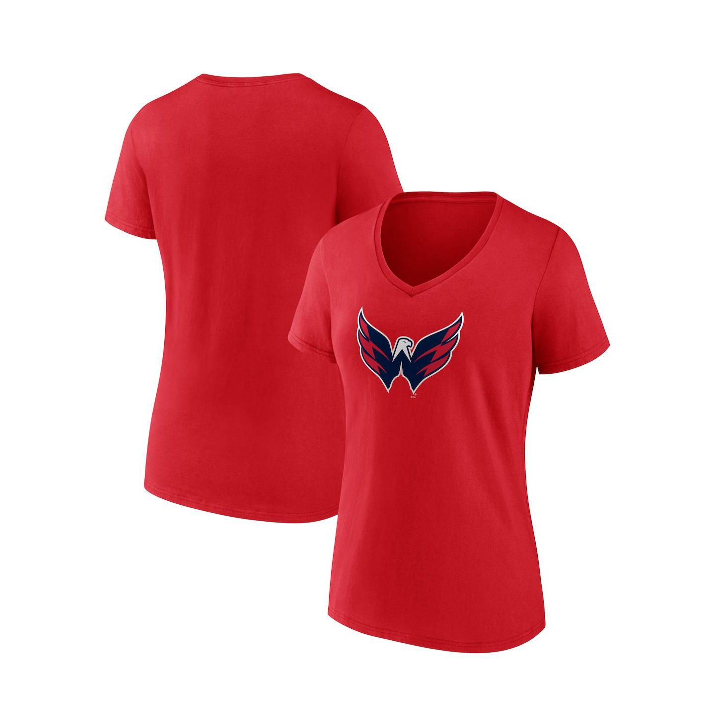 Женская футболка Fanatics Red Washington Capitals Primary Logo Team V-Neck — фото 1