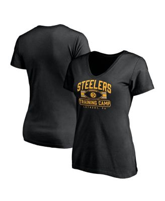Fanatics - Women's Black Pittsburgh Steelers Training Camp Stripe V-Neck T-Shirt
