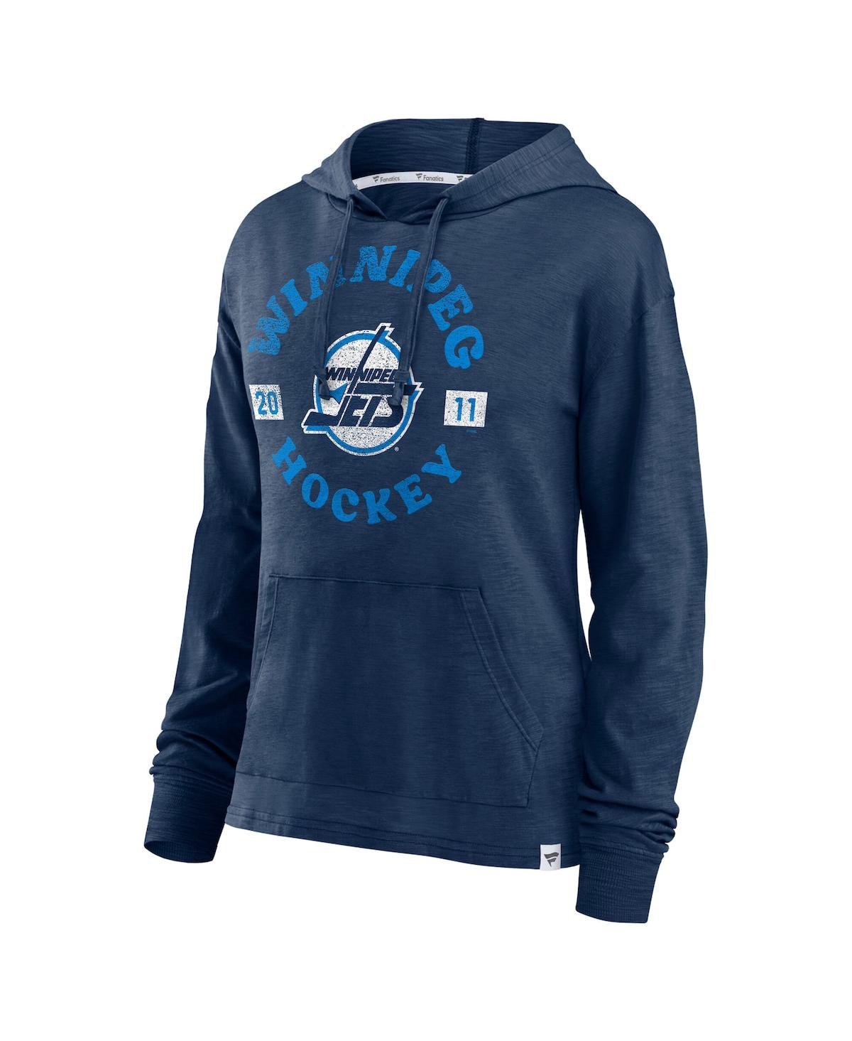 Fanatics Women's Heather Navy Winnipeg Jets Faded Pullover Hoodie