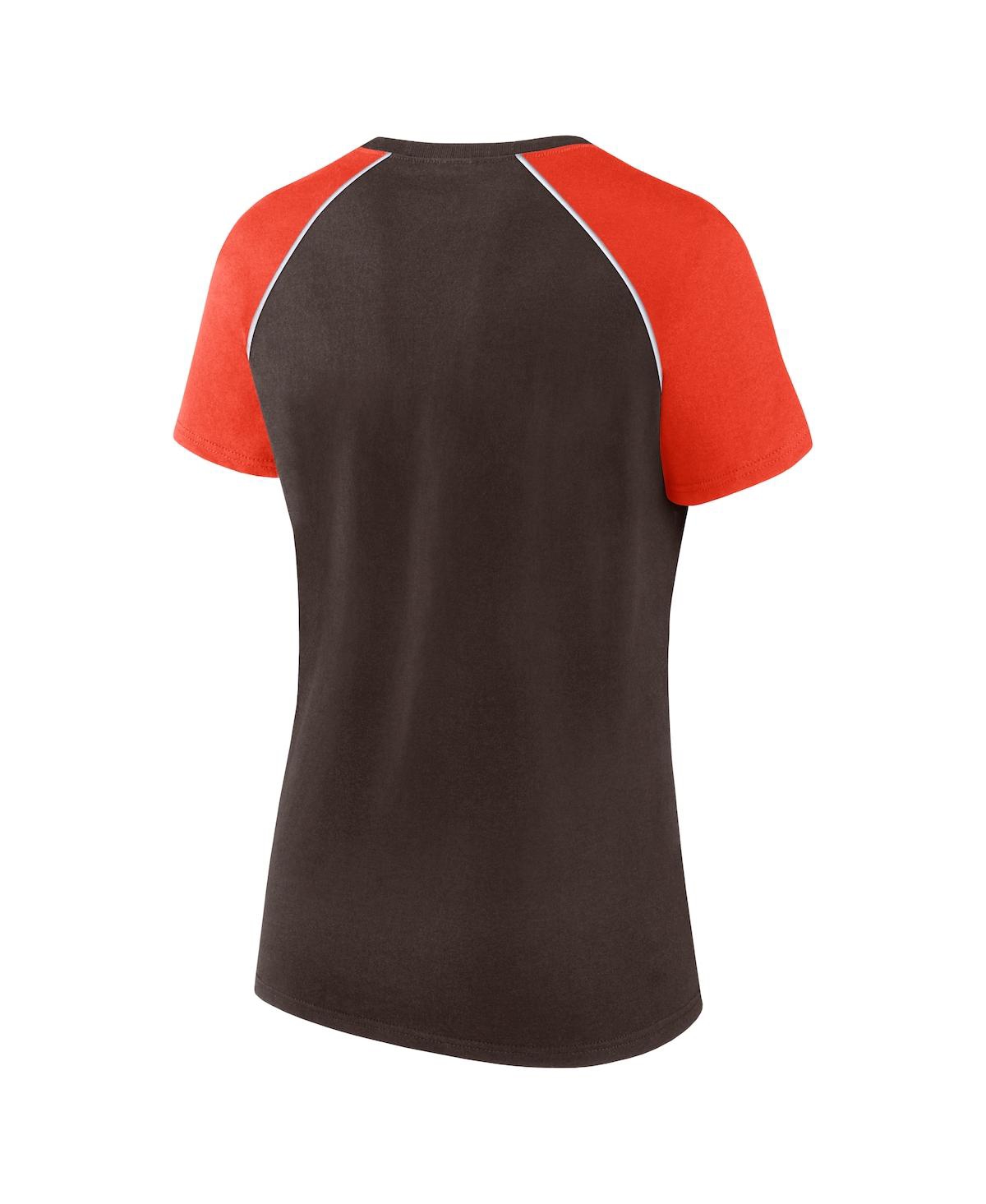 Fanatics Women's Brown/orange Cleveland Browns Glittered Primary Raglan T-shirt In Black