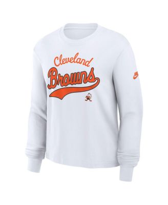 Women's&nbsp;White Cleveland Browns Essential Long Sleeve Boxy T-Shirt