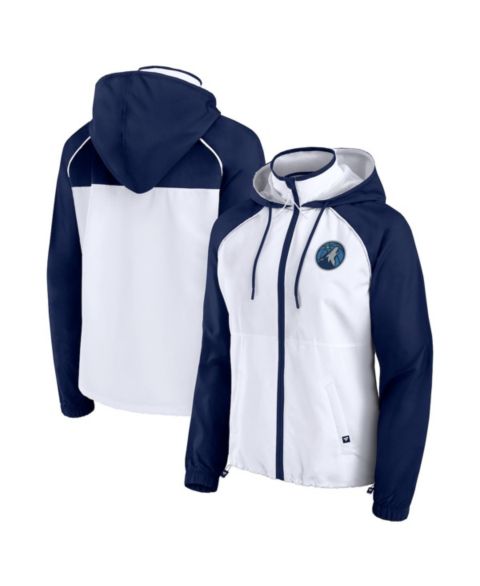 Женские худи Fanatics Women's White/Navy Minnesota Timberwolves Anorak Raglan Full-Zip Jacket