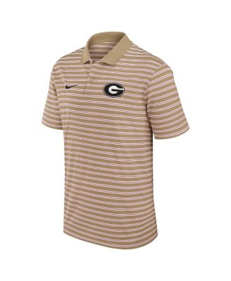Men's Tan Georgia Bulldogs Athletic Prep Striped Performance Polo Shirt