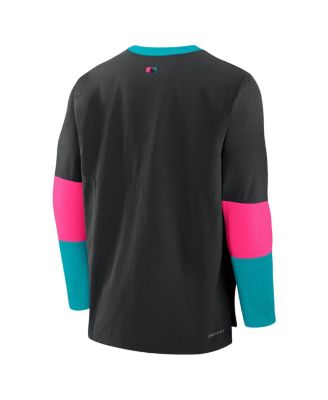 Men's Black Miami Marlins 2025 City Connect Authentic Collection Player Tri-Blend Performance Long Sleeve T-Shirt