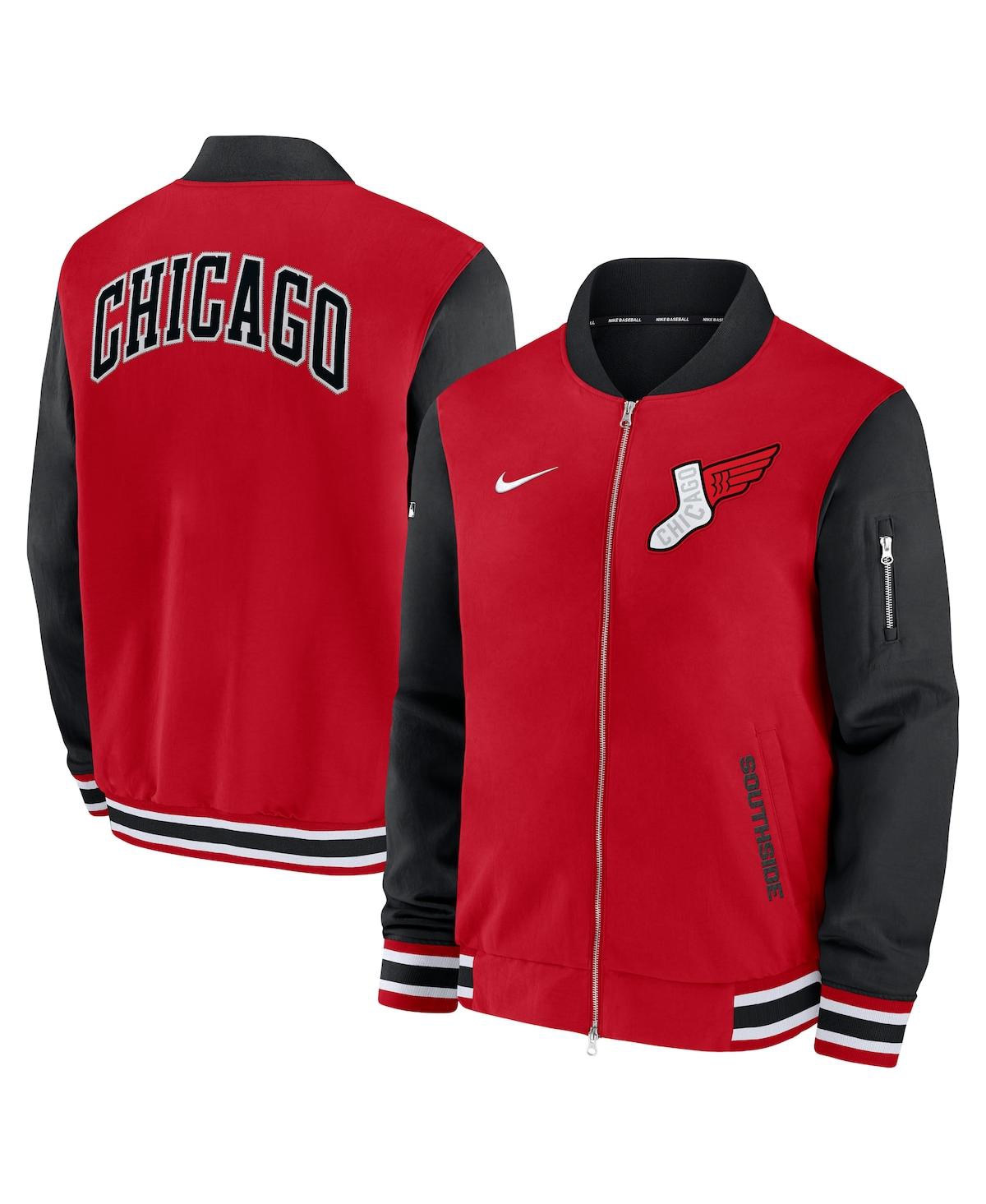 Men's Red/Black Chicago White Sox 2025 City Connect Authentic Collection Full-Zip Bomber Jacket - Red, Black