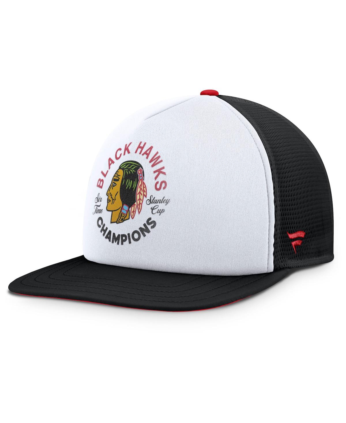 Fanatics Men's White/black Chicago Blackhawks Decades Collection Foam Front Snapback Hat