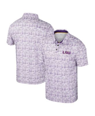Colosseum - Men's Purple LSU Tigers It's Time Allover Print Polo Shirt