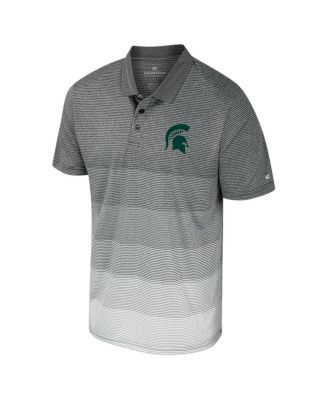 Men's Gray Michigan State Spartans Striped Mesh Polo Shirt