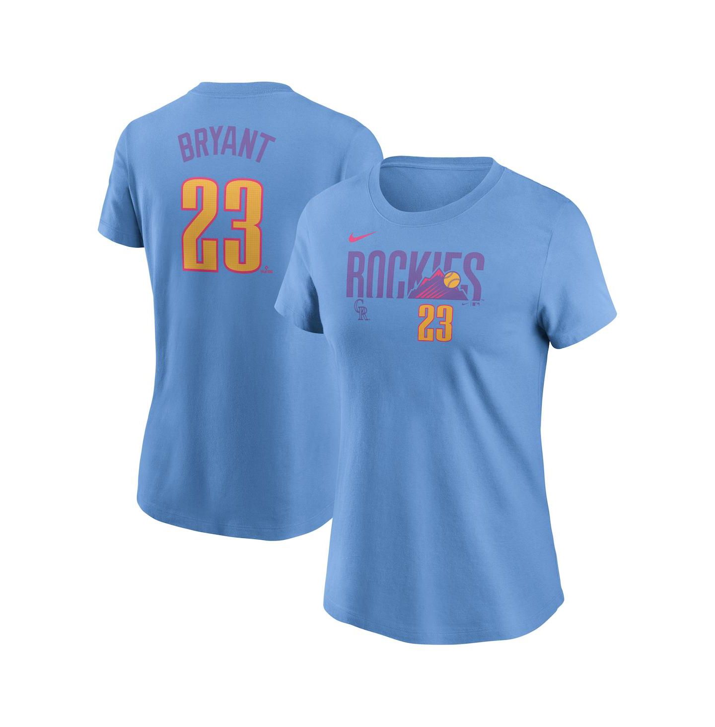Женская футболка Nike Kris Bryant Light Blue Colorado Rockies 2025 City Connect Fuse Name & Number — фото 1