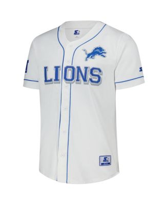 Men's White Detroit Lions Relay Full-Button Baseball Jersey