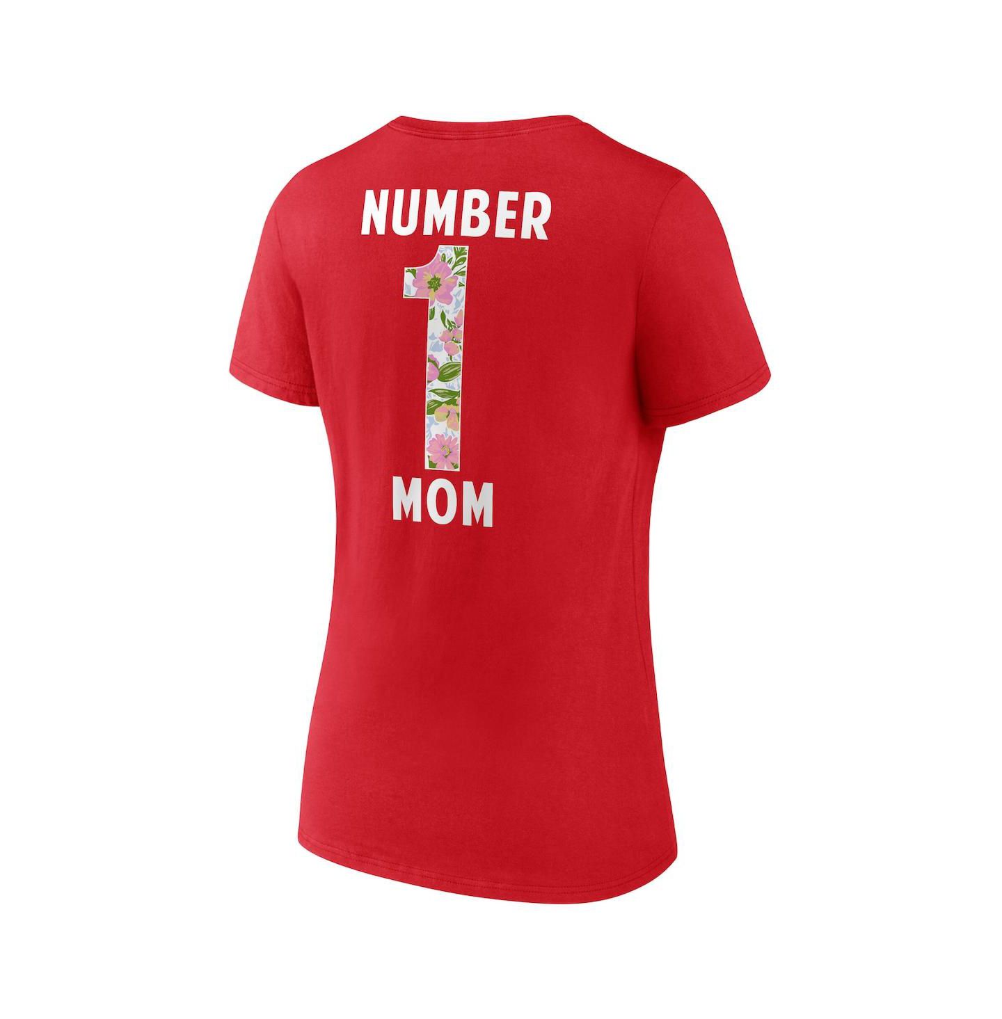 Женская футболка Logo Athletic Red Kansas City Chiefs Number 1 Mom Floral V-Neck — фото 3